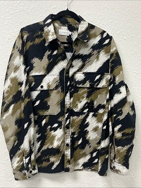 Topman Black Olive White Abstract Print Shacket Jacket
#1174
